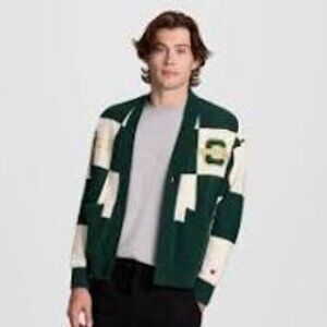 ~Champion Men's Varsity Check Cardigan Sweater - Green~L~NWT's~SOLD OUT!~Ltd. Ed
